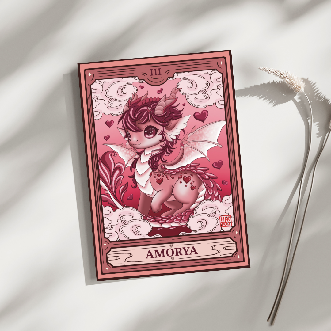 💖 Carte postale Amorya – Le souffle du dragon de l’amour 💖