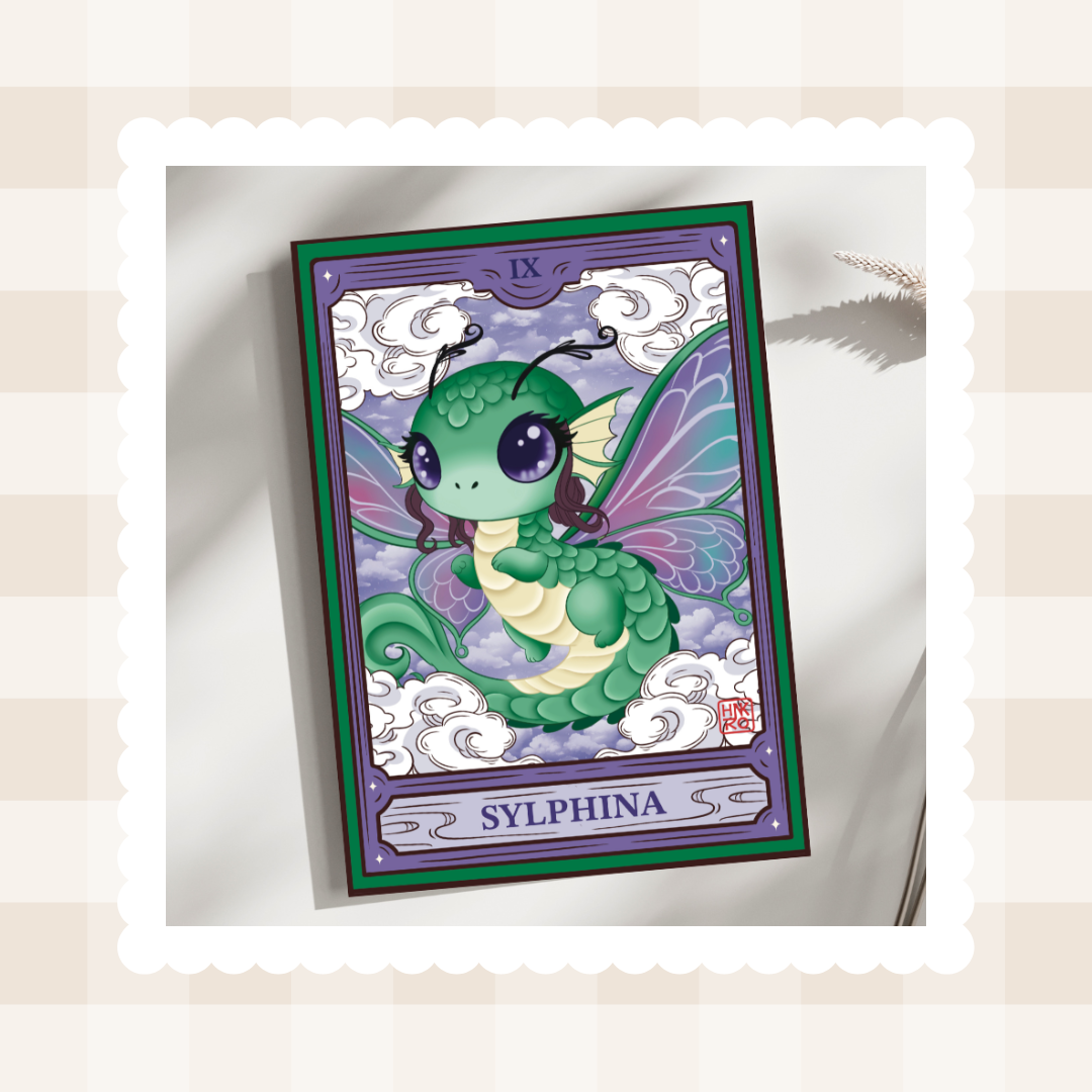 🦋 Carte postale Sylphina – La grâce du dragon papillon 🦋