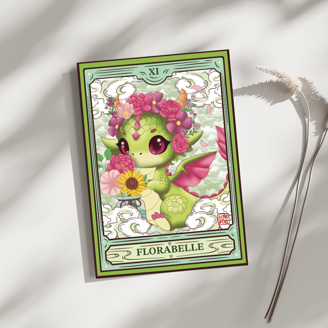 🌸 Carte postale Florabelle – L’éclat du dragon des floraisons 🌸
