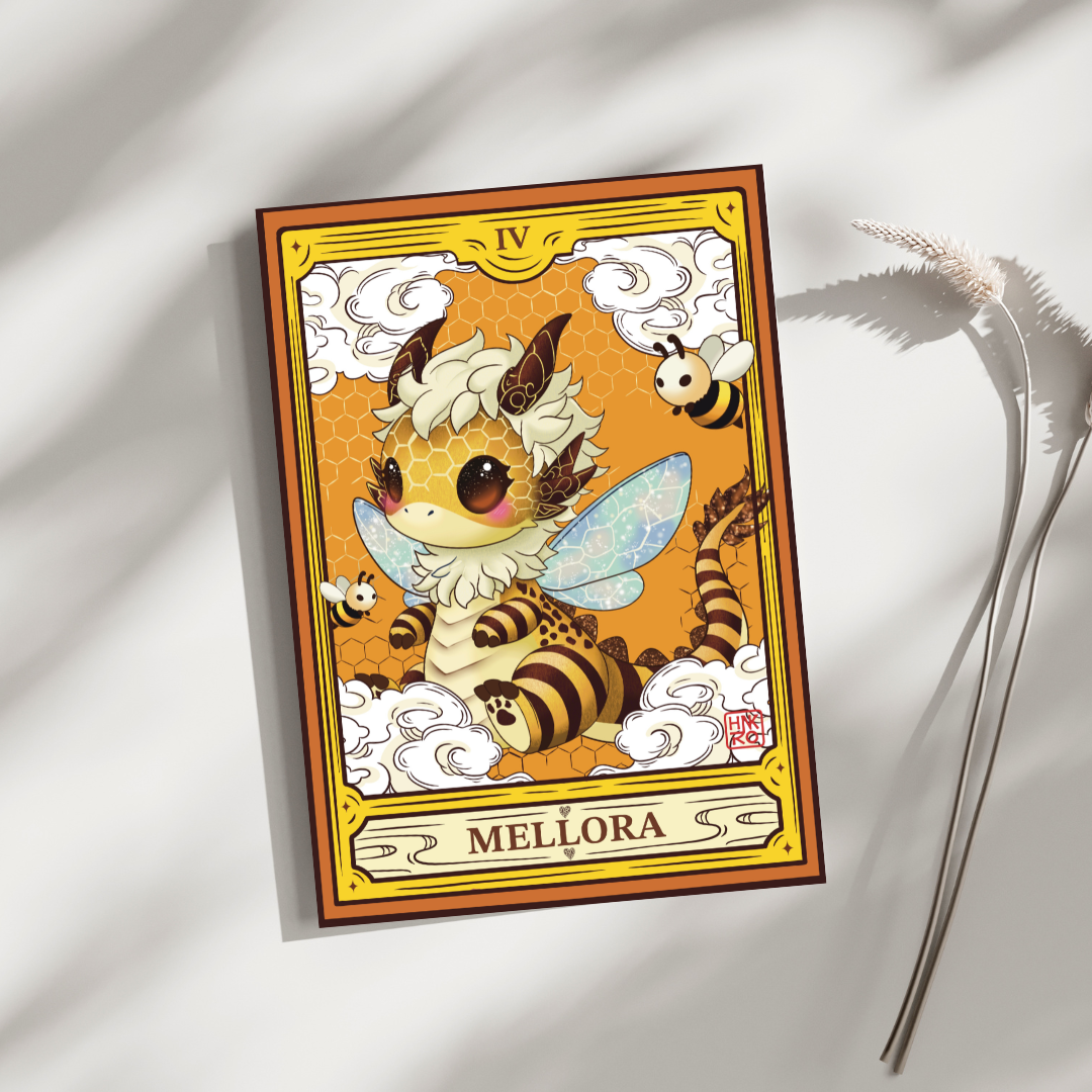 🌼 Carte postale Mellora – La danse du dragon butineur 🌼