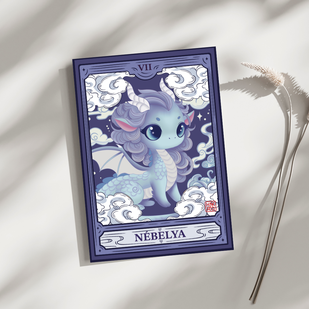 ☁️ Carte postale Nebelya – Le murmure du dragon de la brume et des rêves ☁️