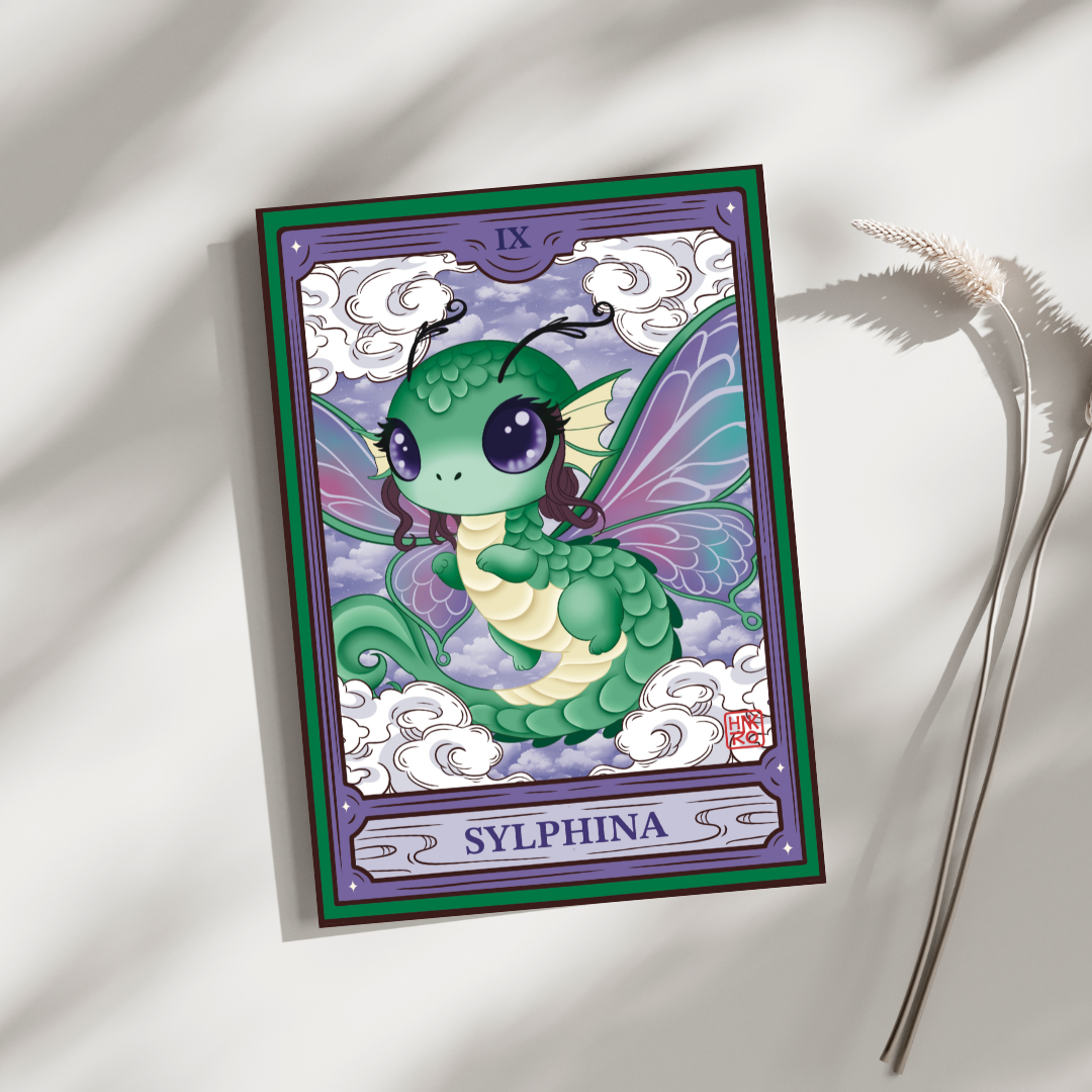 🦋 Carte postale Sylphina – La grâce du dragon papillon 🦋