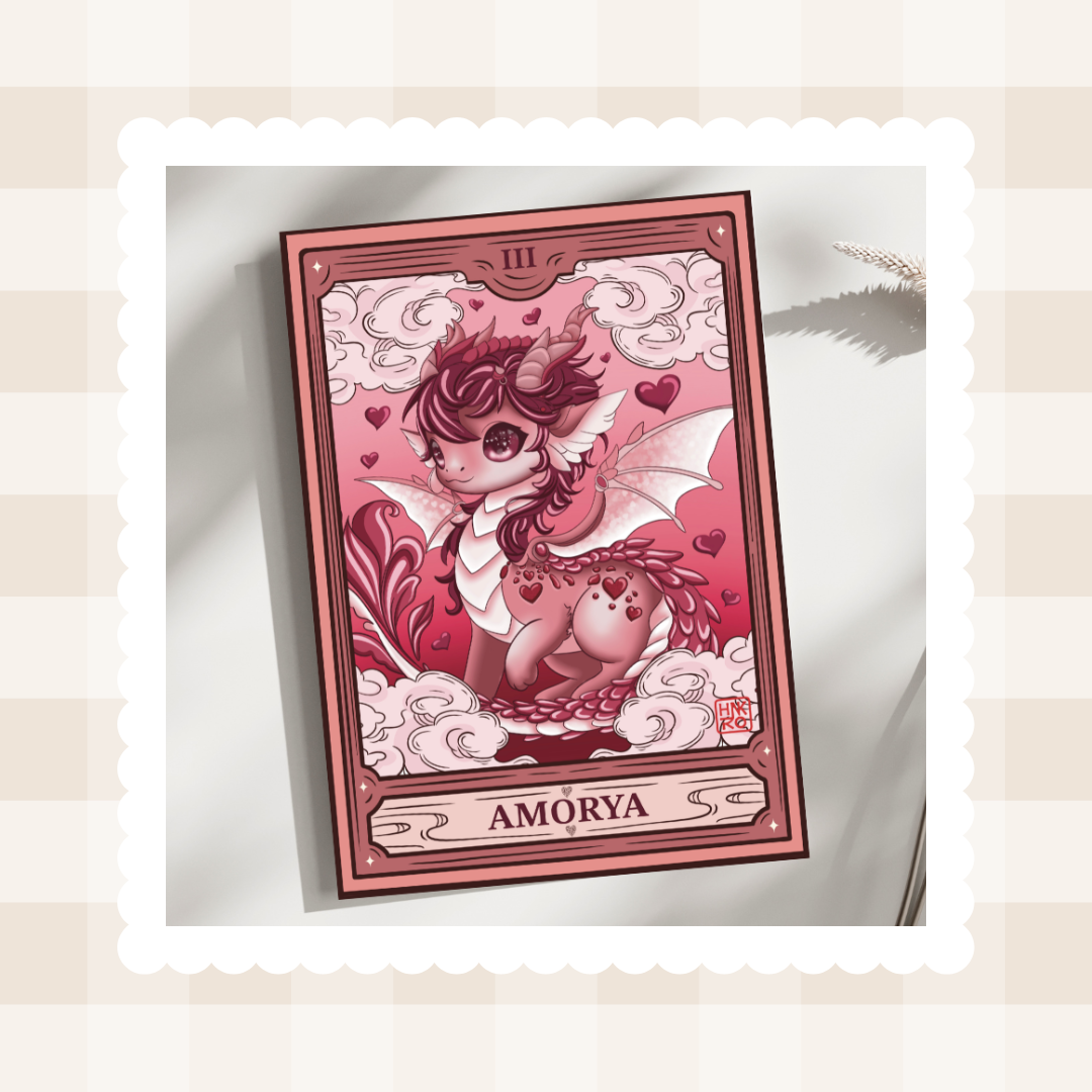 💖 Carte postale Amorya – Le souffle du dragon de l’amour 💖