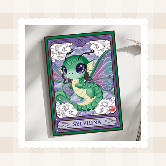 🦋 Carte postale Sylphina – La grâce du dragon papillon 🦋