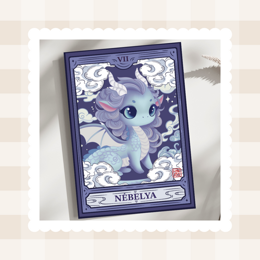 ☁️ Carte postale Nebelya – Le murmure du dragon de la brume et des rêves ☁️