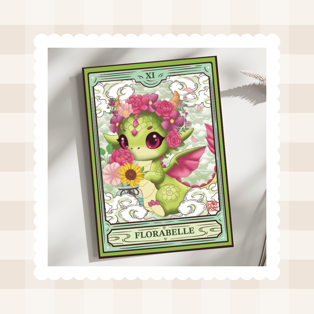 🌸 Carte postale Florabelle – L’éclat du dragon des floraisons 🌸